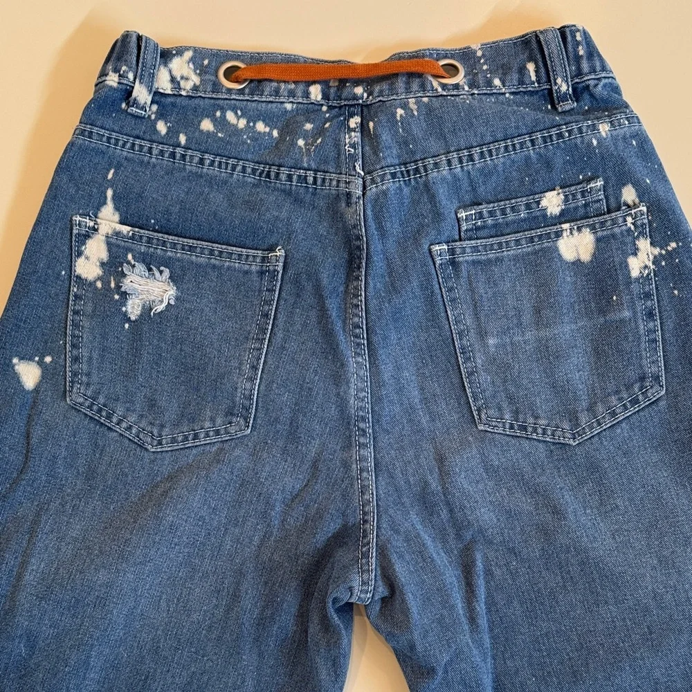 Amazon Women's Blue Boyfriend Jeans with Orange Tie - Picture 7 of 9